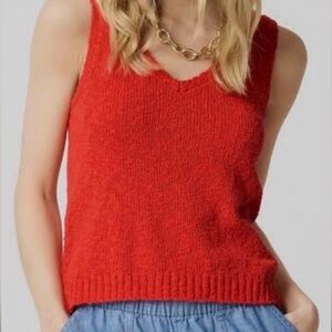 J.CREW V-Neck Beach Sweater Knit Tank Bright Cerise Womens Small Classic Minimal